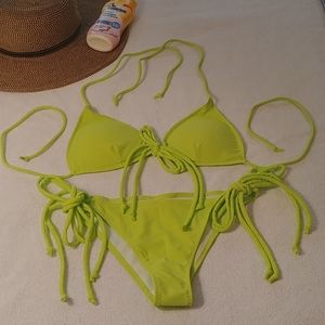 NWOT Neon Yellow String Bikini